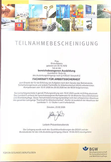 zertifiziert für BGW